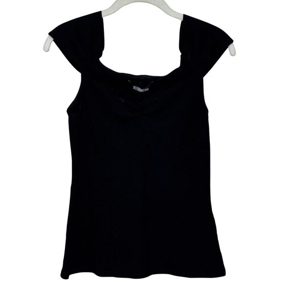 Reformation Tank Top Womens Large Black Ribbed Stretch Knit Sleeveless Shirt USA - Picture 1 of 8